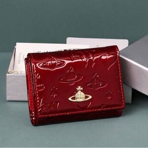 Vivienne Westwood Inspired Gamaguchi Trifold Wallet Red Color